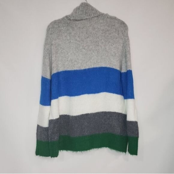 NWT Vince Camuto Striped Turtleneck Sweater In Peacock Size XS - Picture 3 of 9